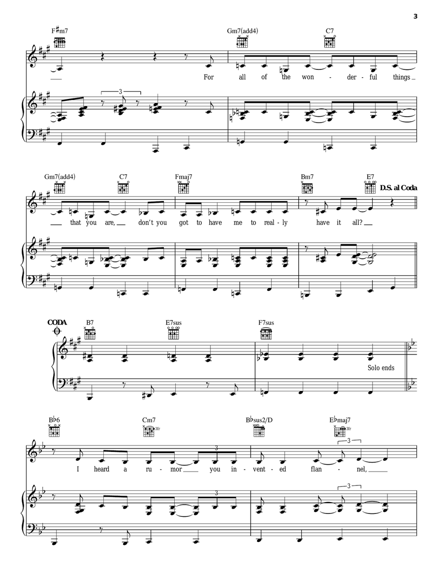 How Come You Ain't Got Me Piano, Vocal, Guitar scores gallery preview page 3