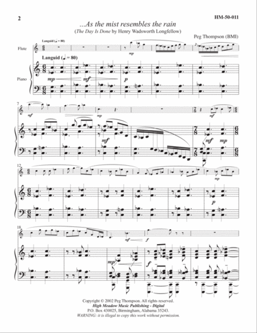 As the mist resembles the rain Flute Solo scores gallery preview page 2