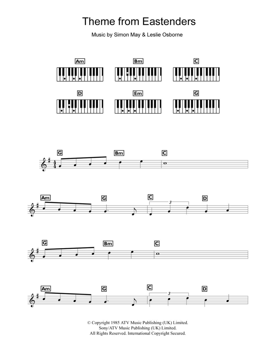 Theme From EastEnders Piano scores gallery preview page 1
