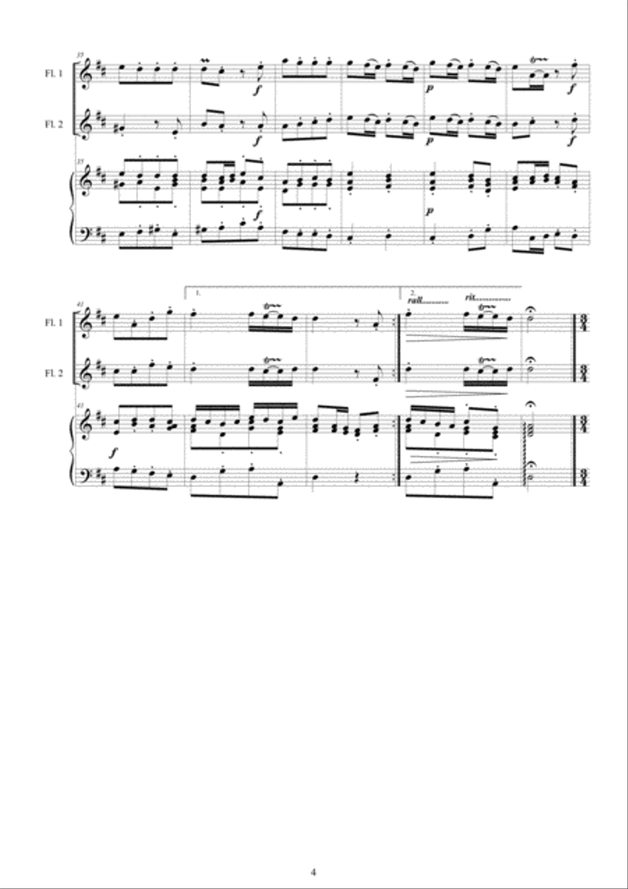 Valentini - Double Sonata in D major CSVal-2 for Two Flutes and Cembalo Flute Duet scores gallery preview page 4