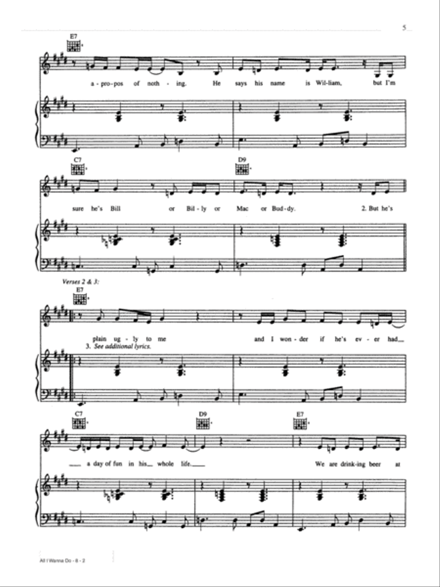 All I Wanna Do Piano, Vocal, Guitar scores gallery preview page 2