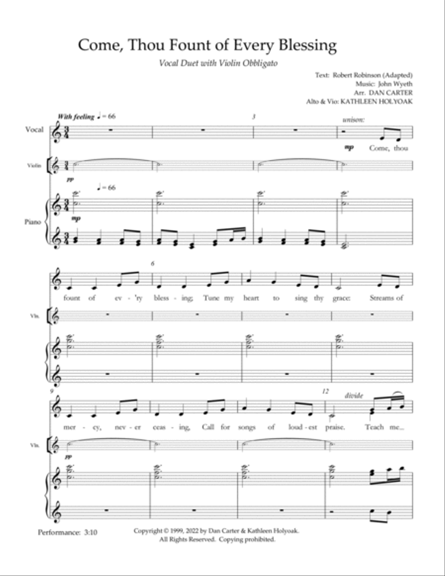 Come Thou Fount of Every Blessing, Vocal Duet Alto Voice scores gallery preview page 2