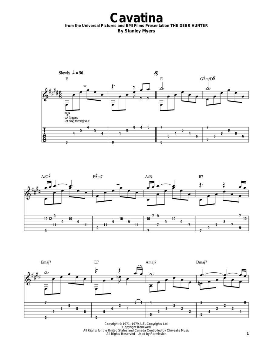 Cavatina (from The Deer Hunter) Acoustic Guitar scores gallery preview page 1