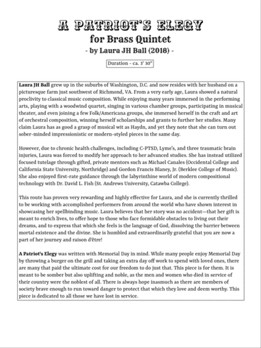 A Patriot's Elegy Brass Ensemble scores gallery preview page 2
