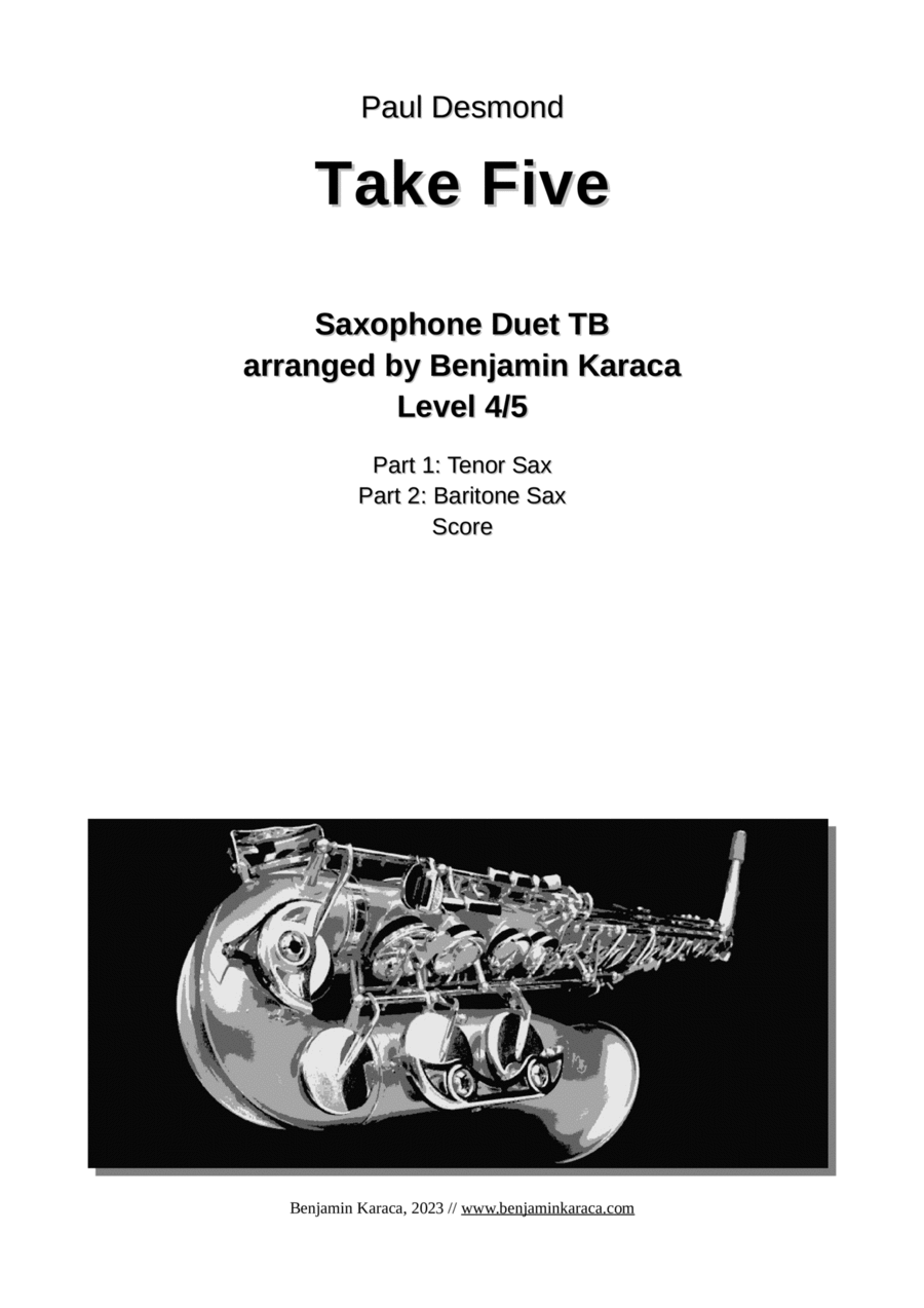 Take Five Tenor Saxophone scores gallery preview page 1