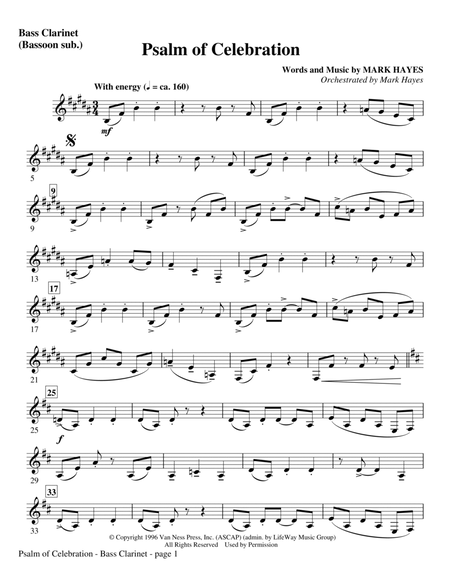 Psalm of Celebration - Bass Clarinet (sub. Bassoon) by Mark Hayes Choir - Digital Sheet Music