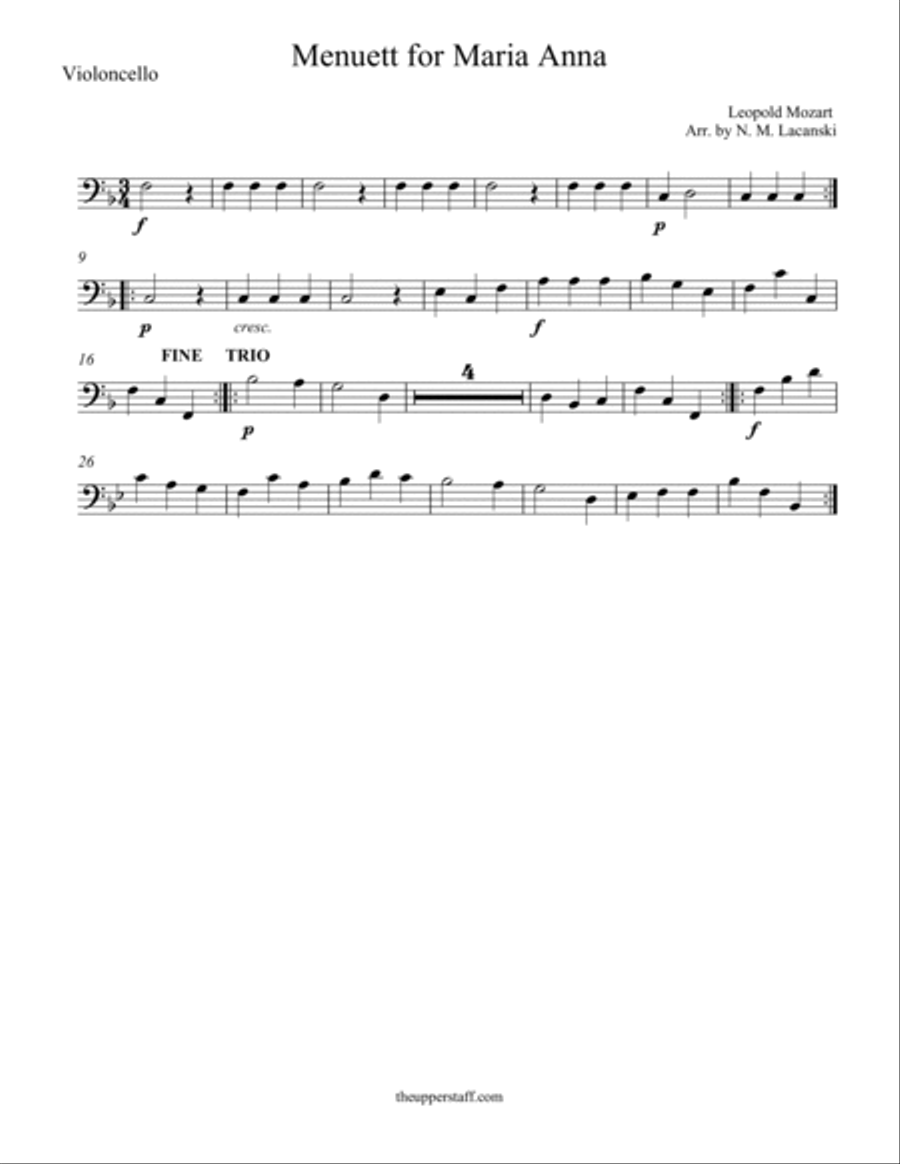 Menuett for Maria Anna Menuett for Maria Anna String Quartet scores gallery preview page 3