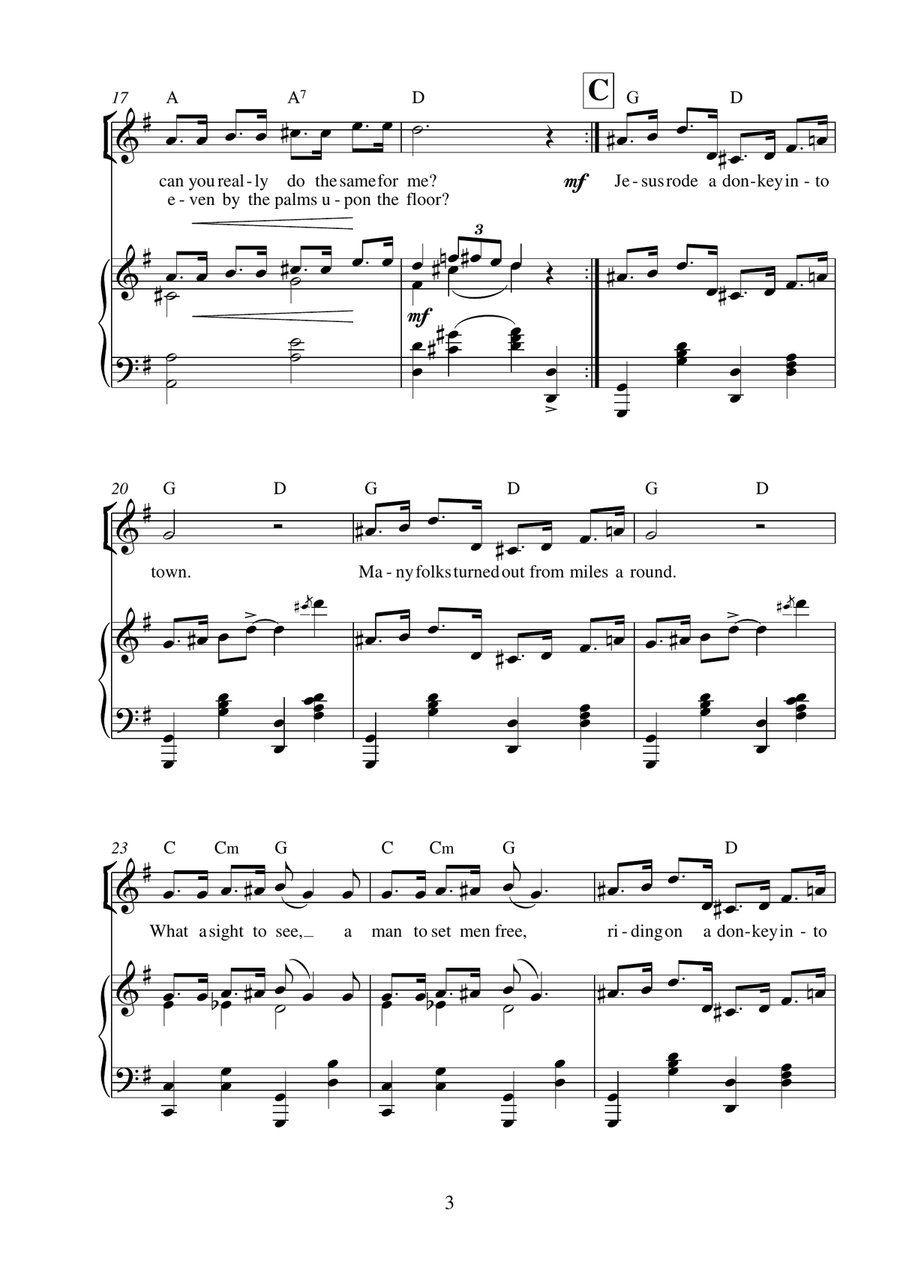 Jesus rode a donkey into town Choir scores gallery preview page 4
