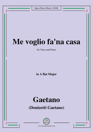 Book cover for Donizetti-Me voglio fa'na casa,in A flat Major,for Voice and Piano