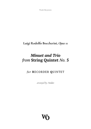 Minuet by Boccherini for Recorder Quintet