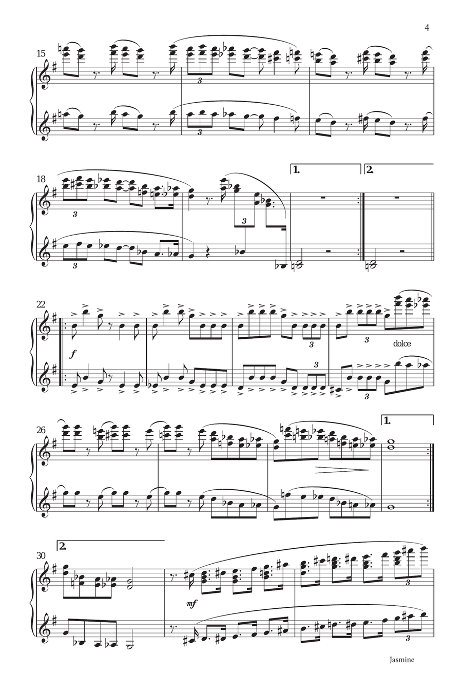 Jasmine Piano Duet scores gallery preview page 4