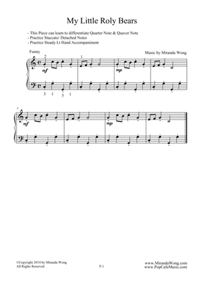 My Little Roly Bears - Easy Piano Solo in C Key