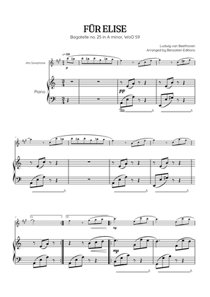 Beethoven • Für Elise / Pour Elise • saxophone & piano sheet music