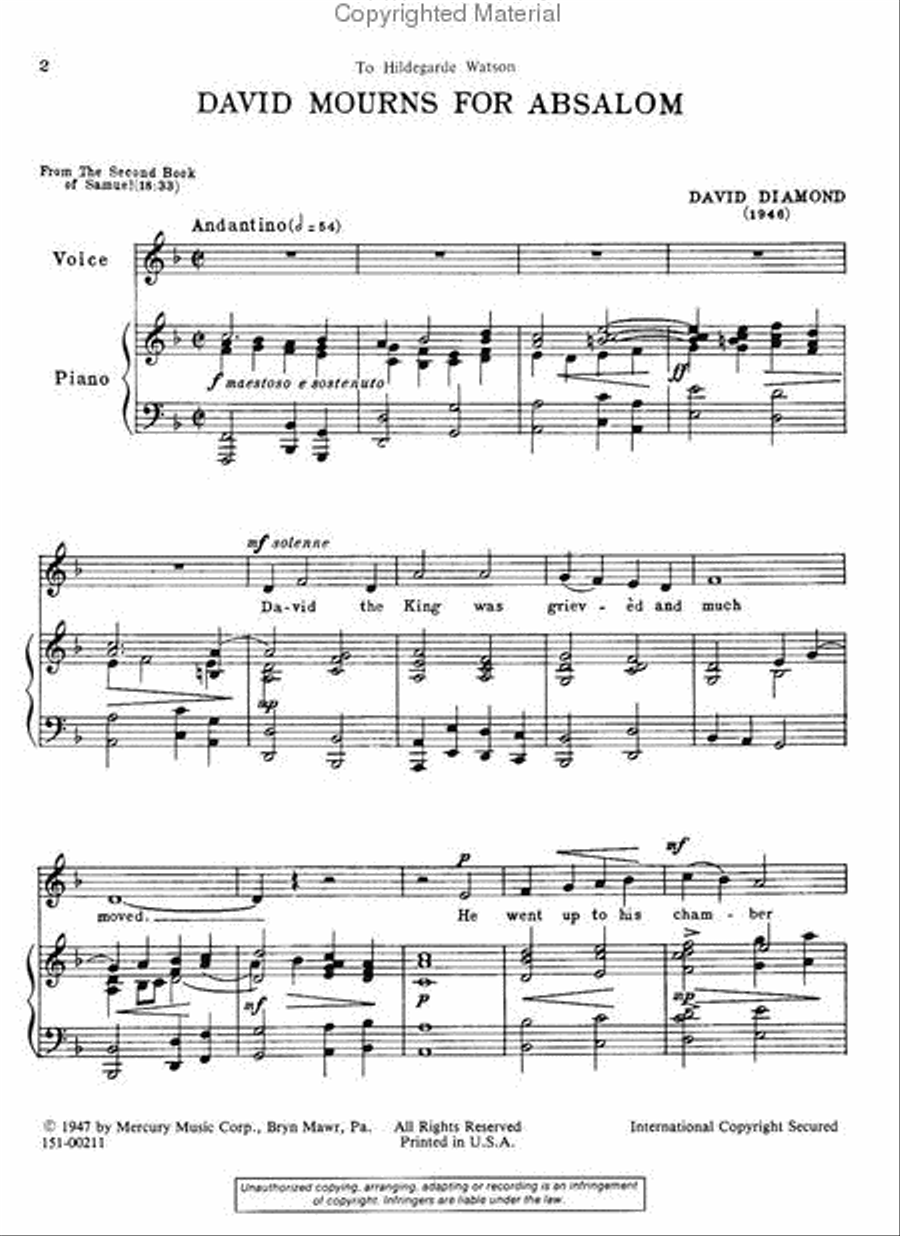 David Mourns For Absalom Chamber Music scores gallery preview page 2