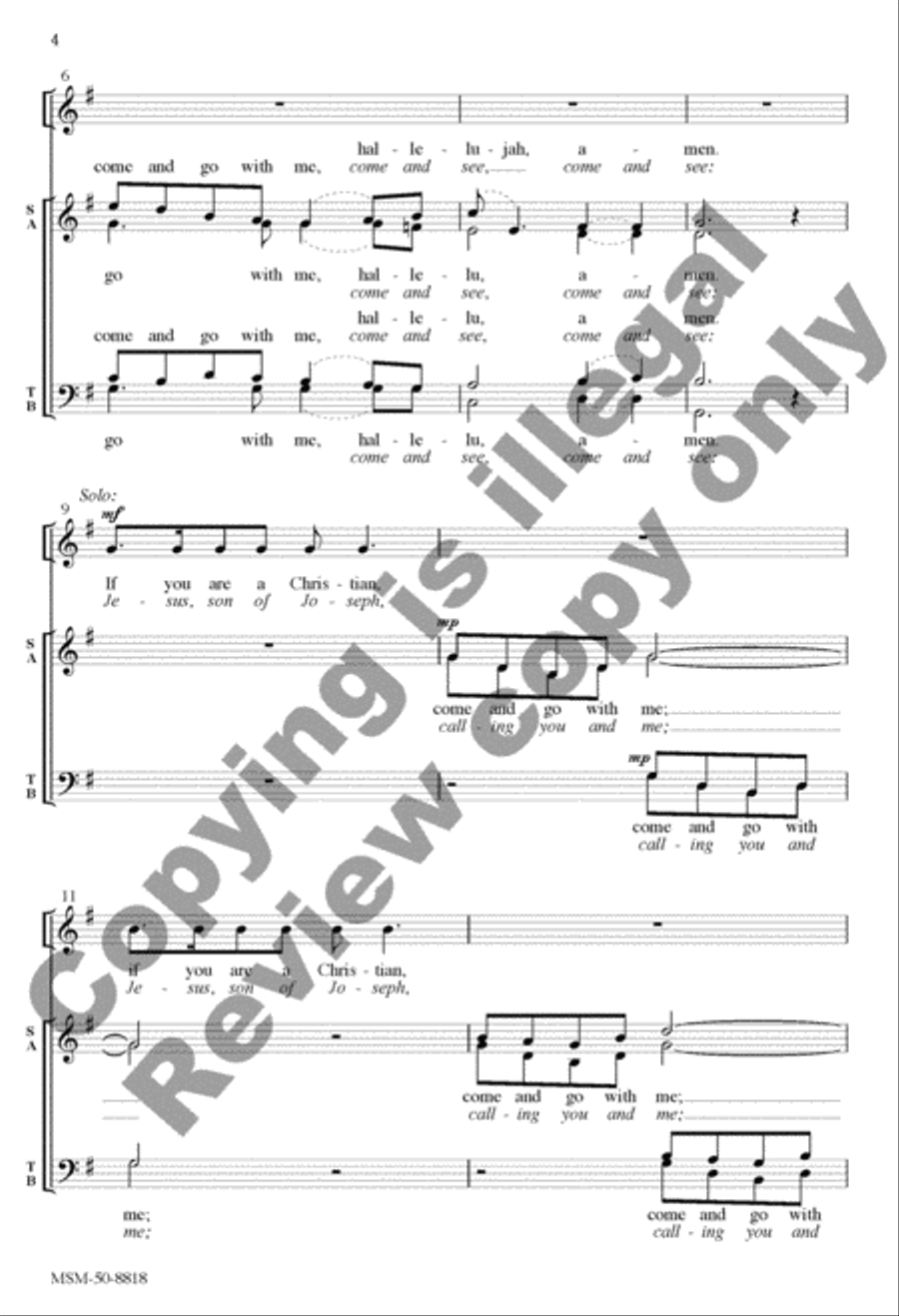 Come and Go with Me 4-Part scores gallery preview page 3