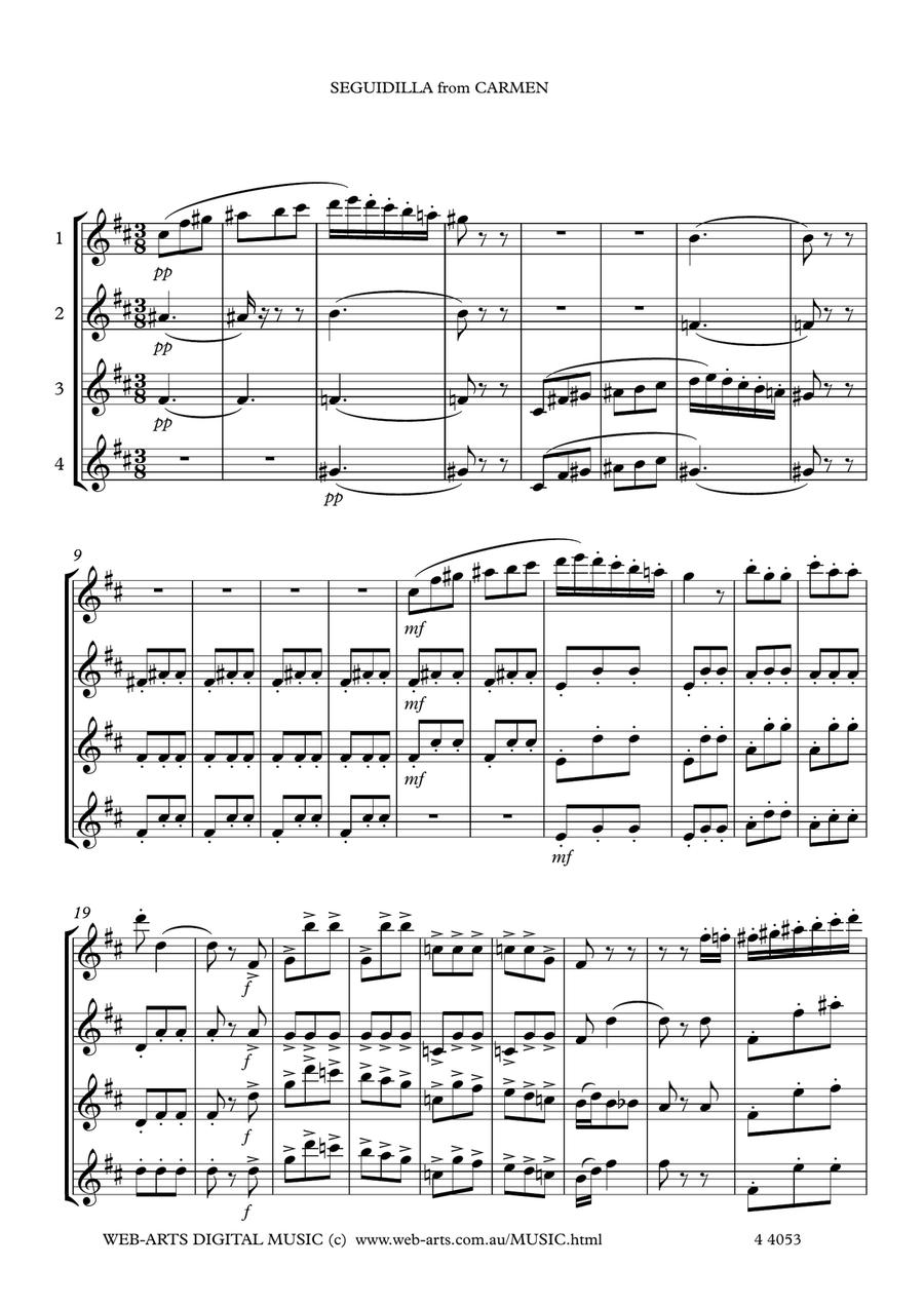 SEGUIDILLA from CARMEN for 4 flutes - BIZET Flute Quartet scores gallery preview page 2