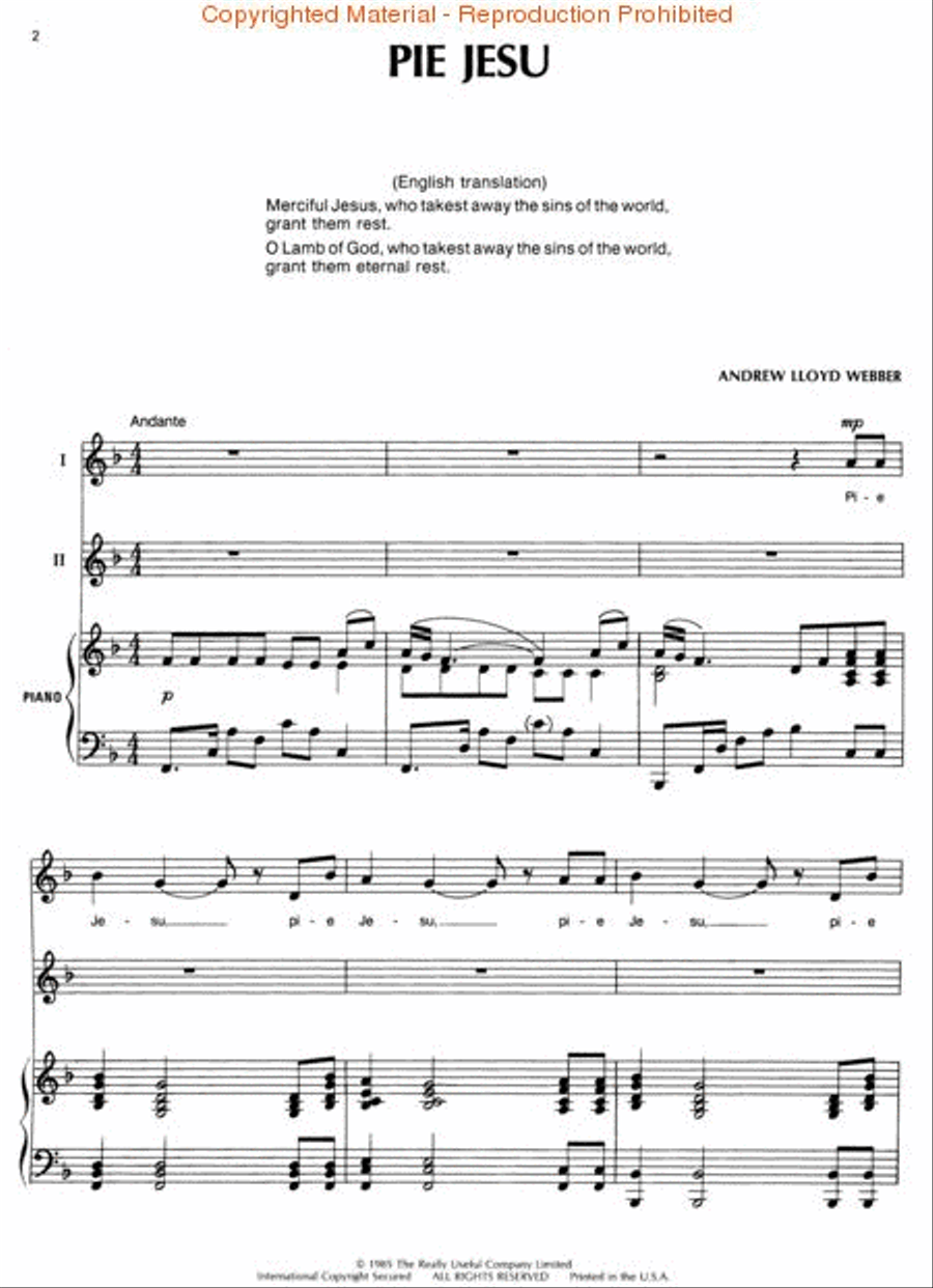 Pie Jesu (from Requiem) Piano scores gallery preview page 2