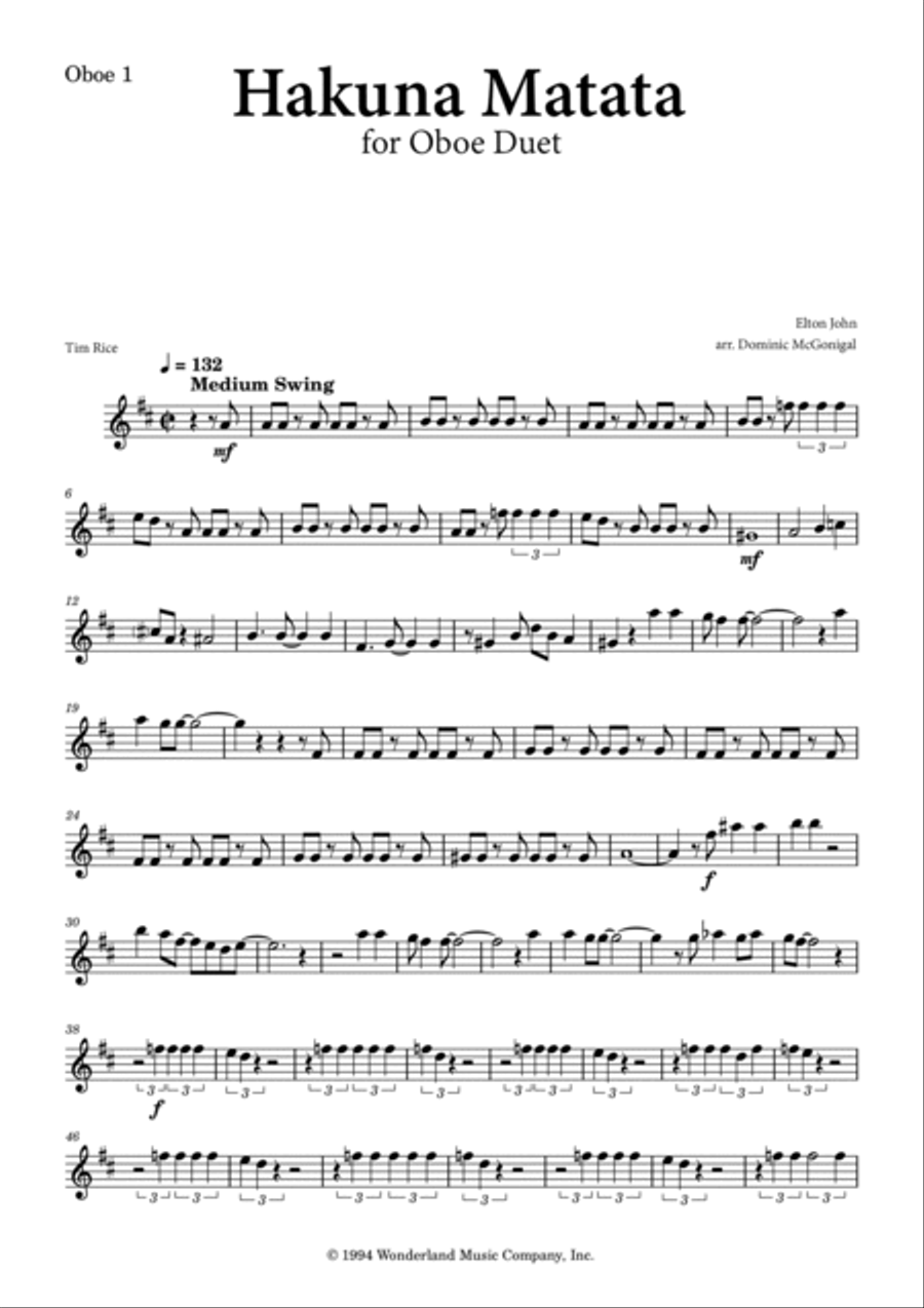 Hakuna Matata Woodwind Duet scores gallery preview page 4