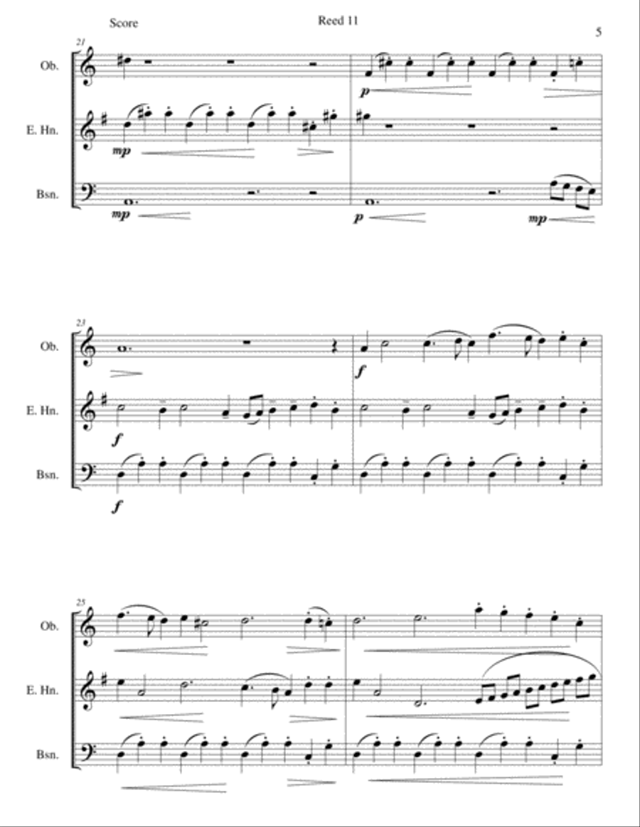Reed 11 for double-reed trio (oboe, cor anglais, bassoon) Woodwind Trio scores gallery preview page 5