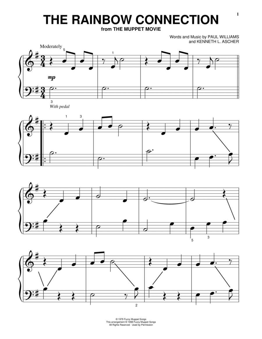 The Rainbow Connection Easy Piano scores gallery preview page 1