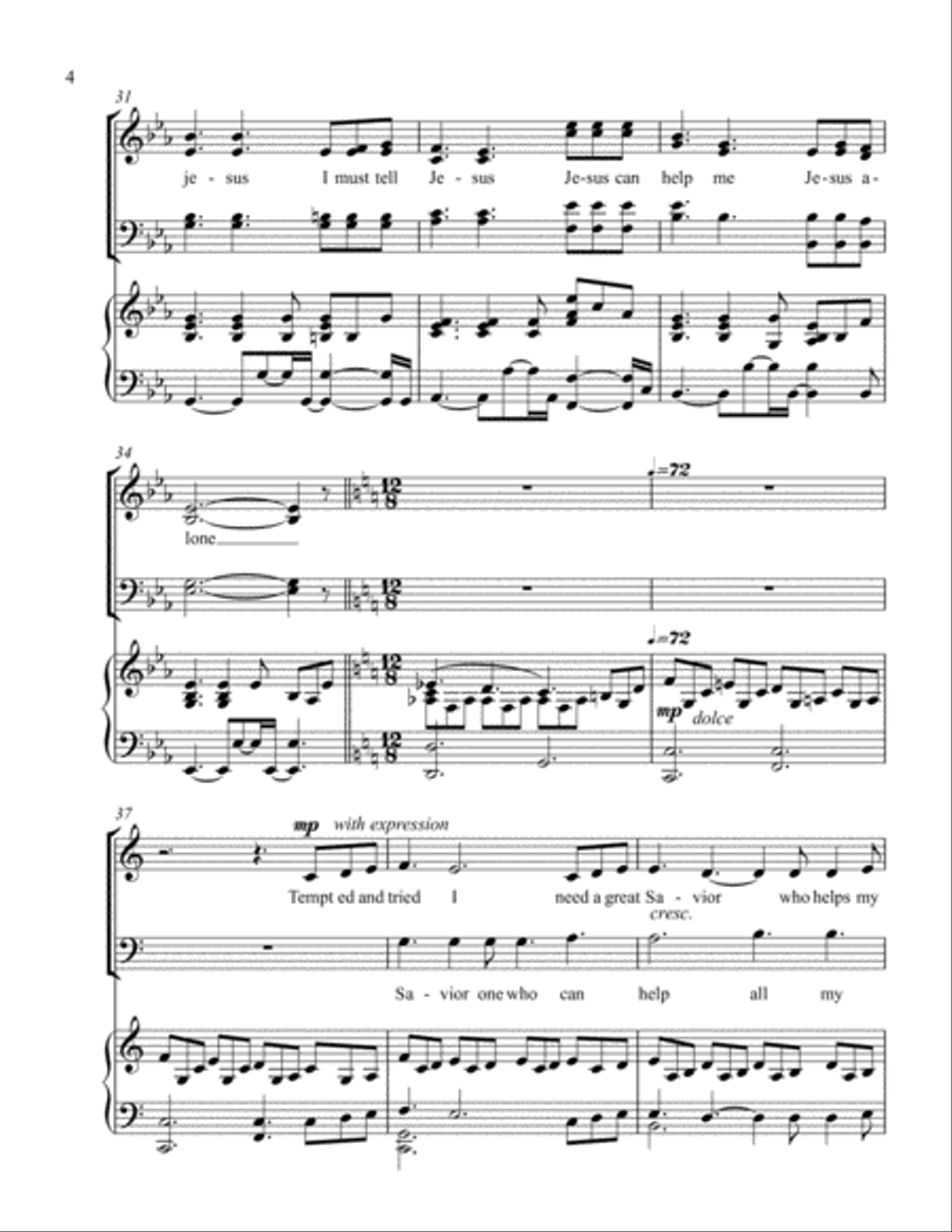 I must tell Jesus 4-Part scores gallery preview page 4