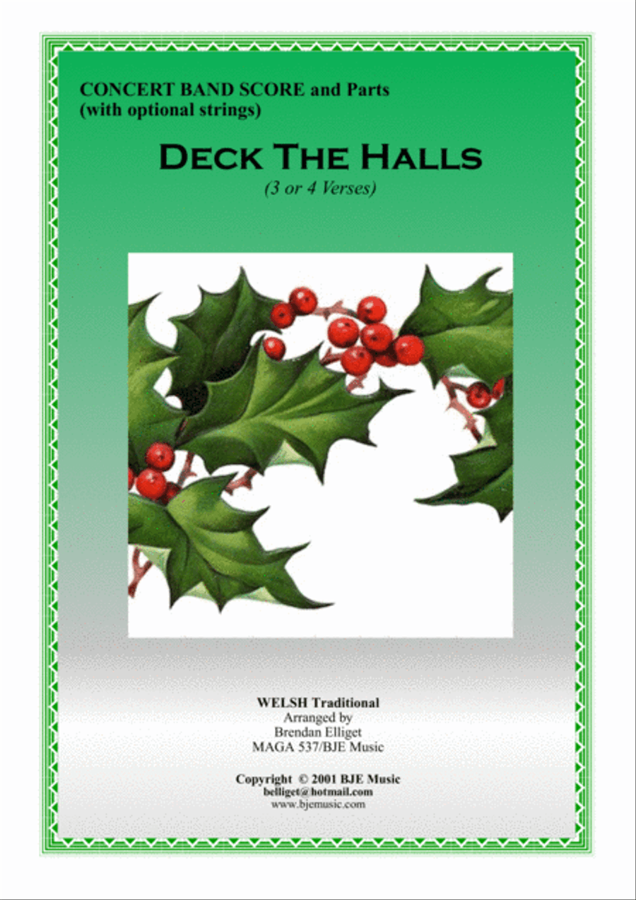 Deck The Halls - Concert Band with Optional Strings score and Parts PDF Concert Band scores gallery preview page 1