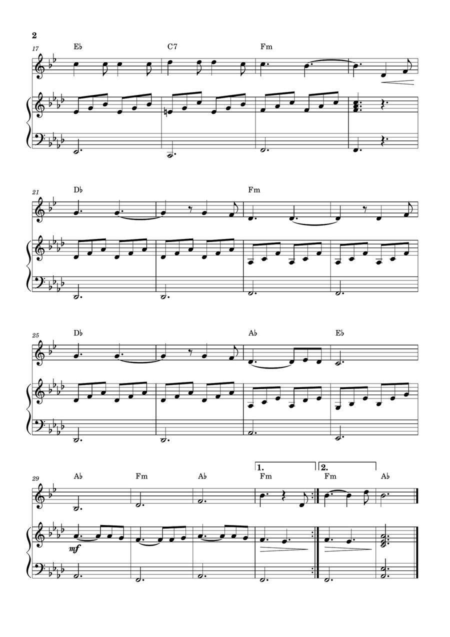 Hallelujah B-Flat Trumpet scores gallery preview page 2