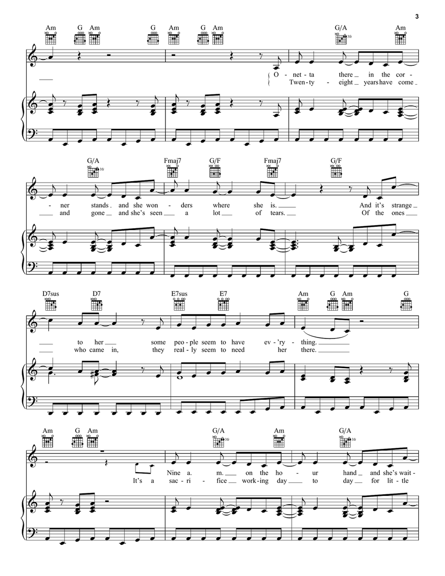 She Works Hard For The Money Piano, Vocal, Guitar scores gallery preview page 3
