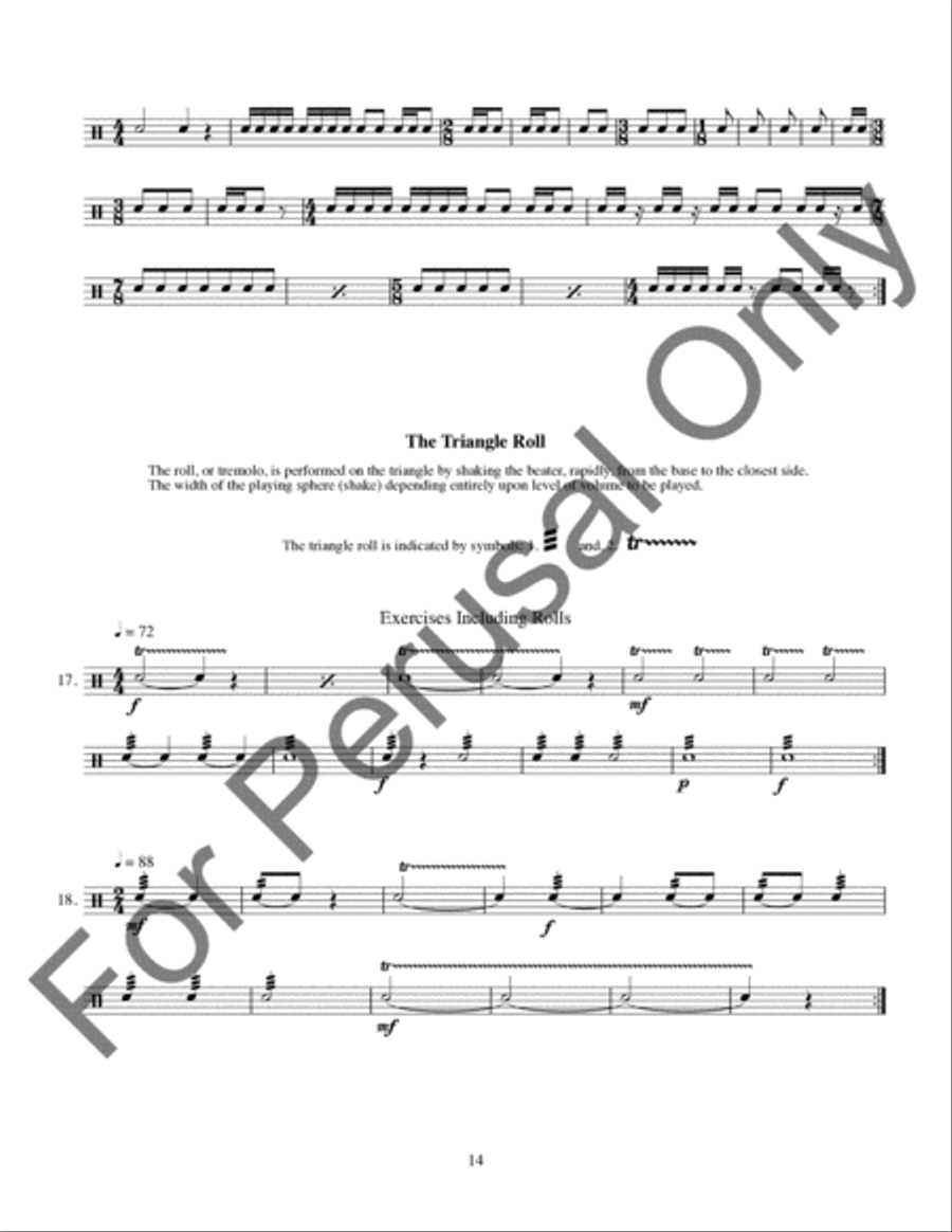 Techniques and Exercises for Playing Triangle, Tambourine, and Castagnets Percussion scores gallery preview page 15