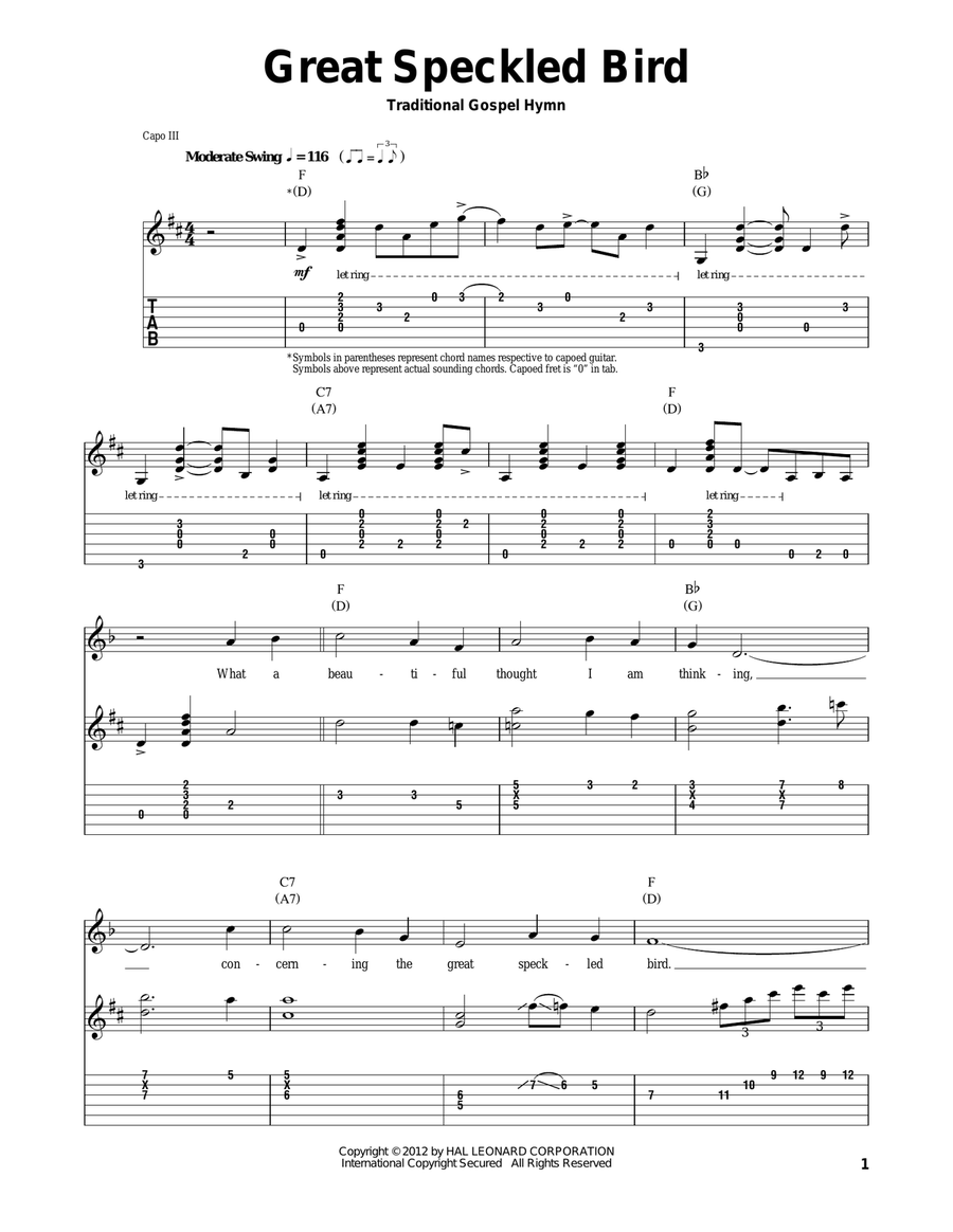 Great Speckled Bird Great Speckled Bird Acoustic Guitar scores gallery preview page 1