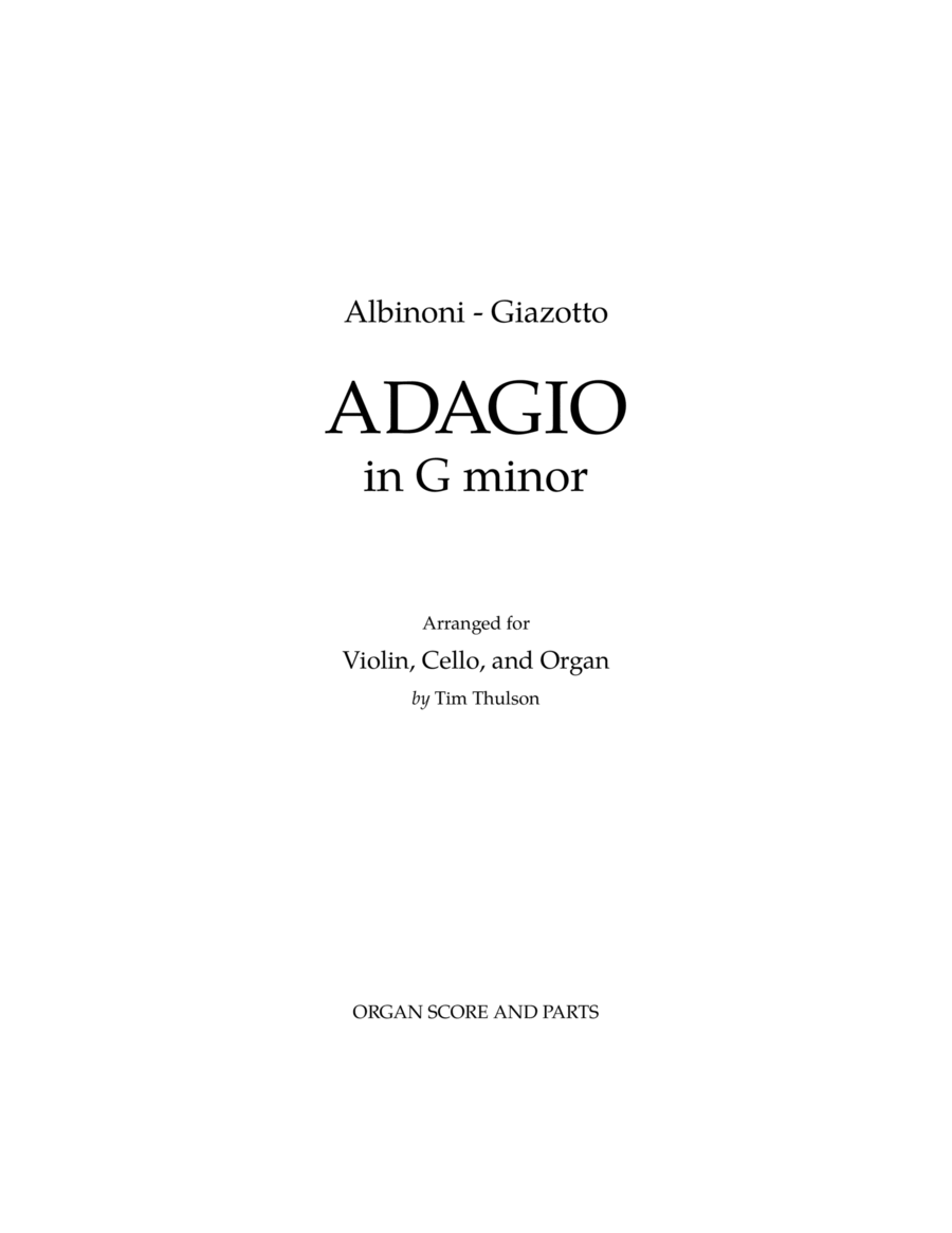 Adagio In Sol Minore (adagio In G Minor) Small Ensemble scores gallery preview page 1