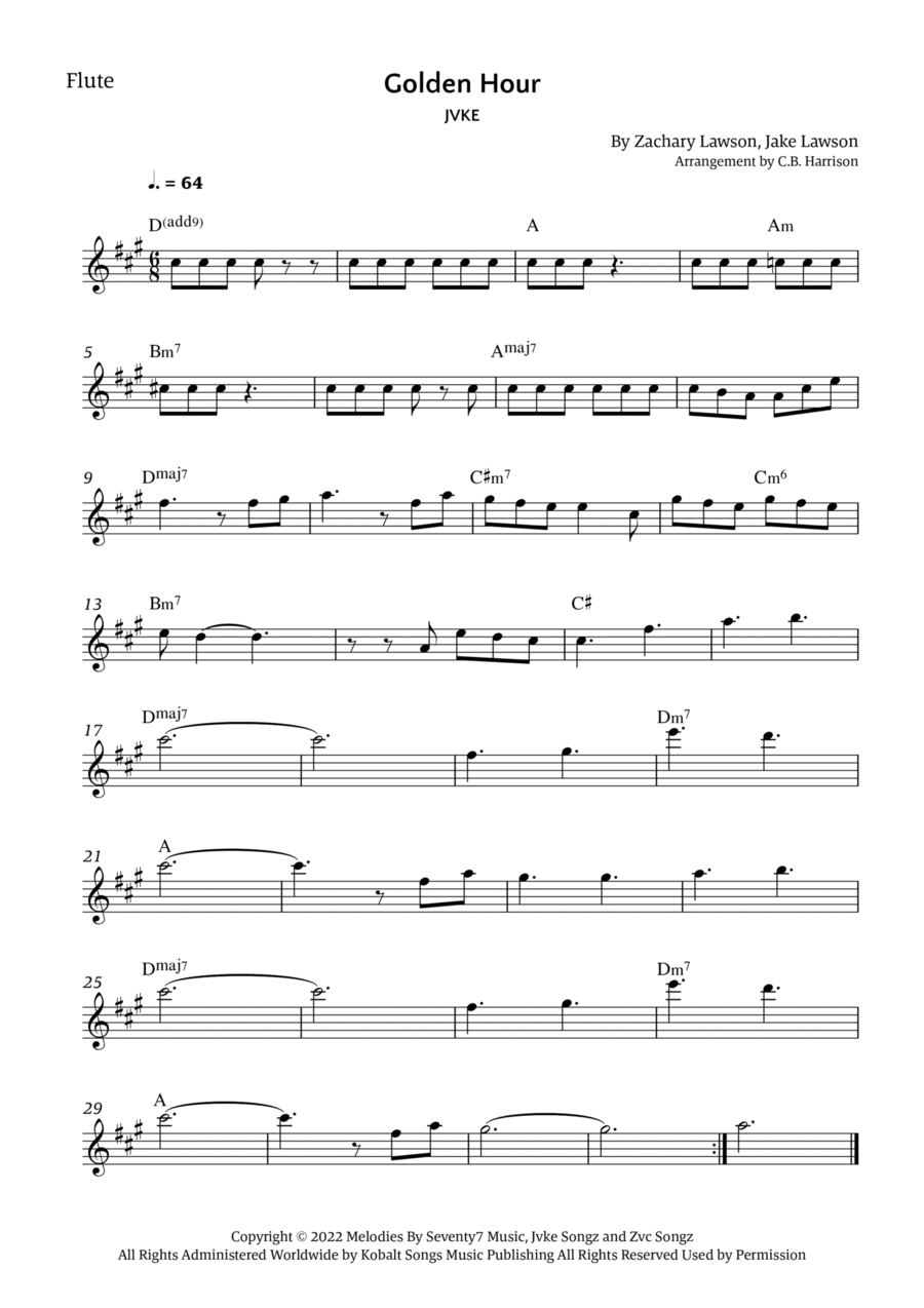 Golden Hour Flute Solo scores gallery preview page 1