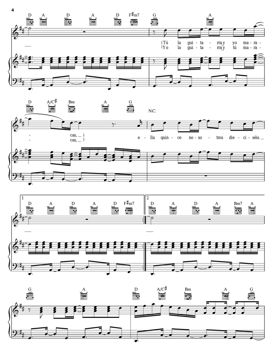 Maracas Maracas Piano, Vocal, Guitar scores gallery preview page 4