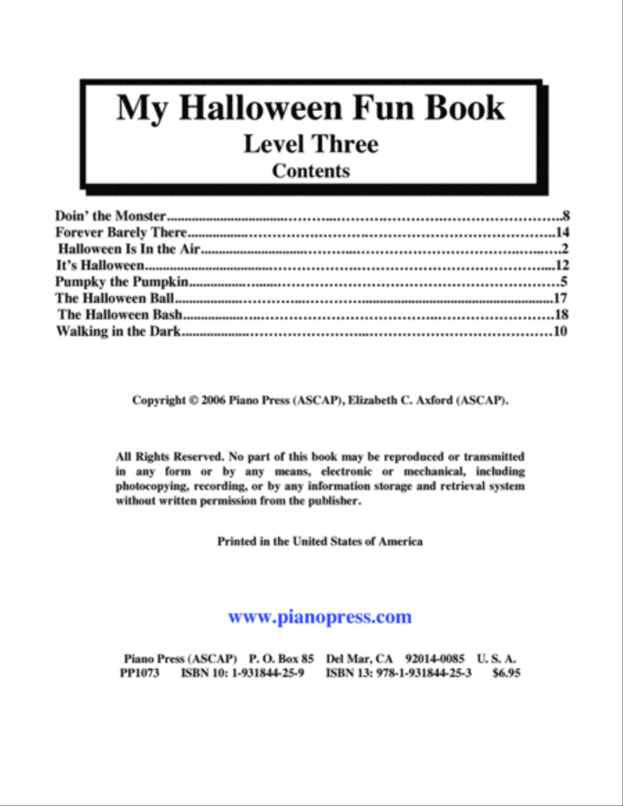My Halloween Fun Book Level Three Piano Method scores gallery preview page 2