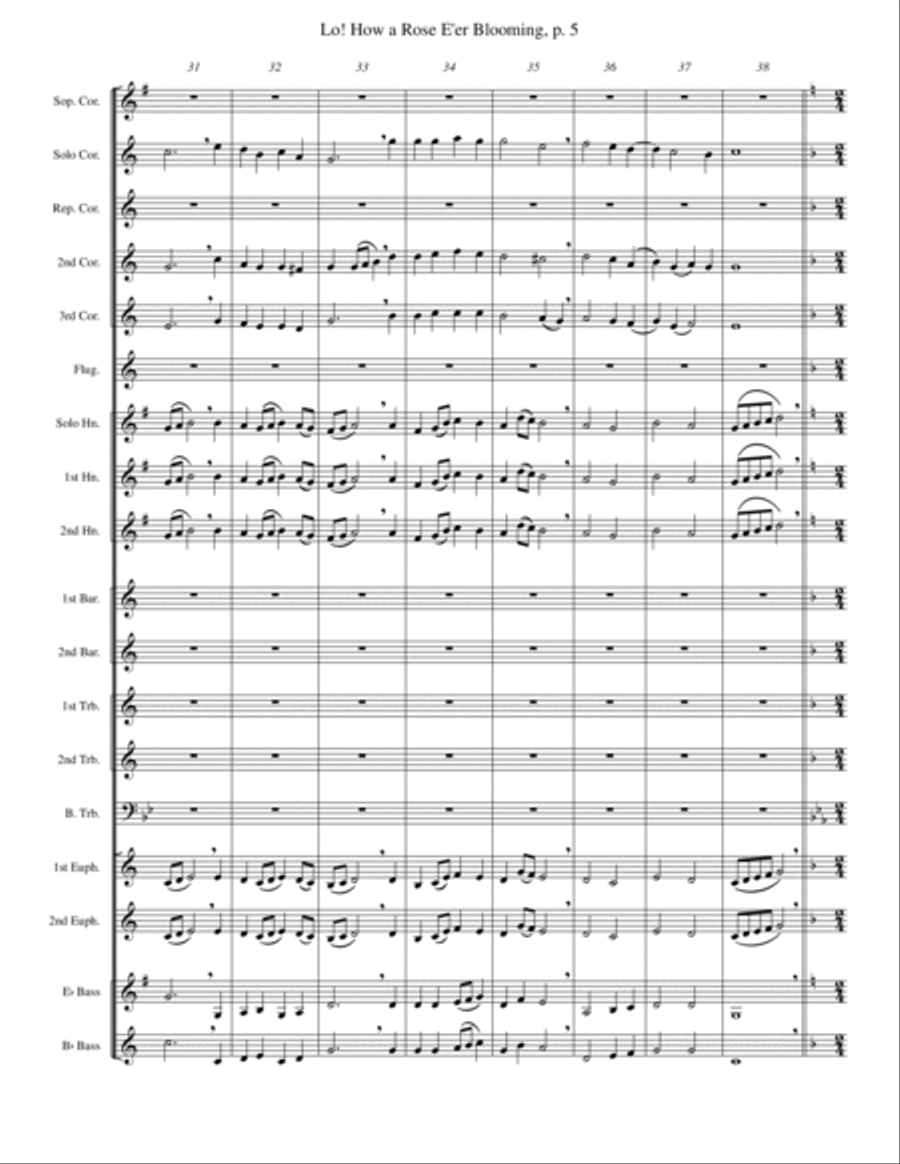 Lo! How a Rose E'er Blooming Brass Band scores gallery preview page 5