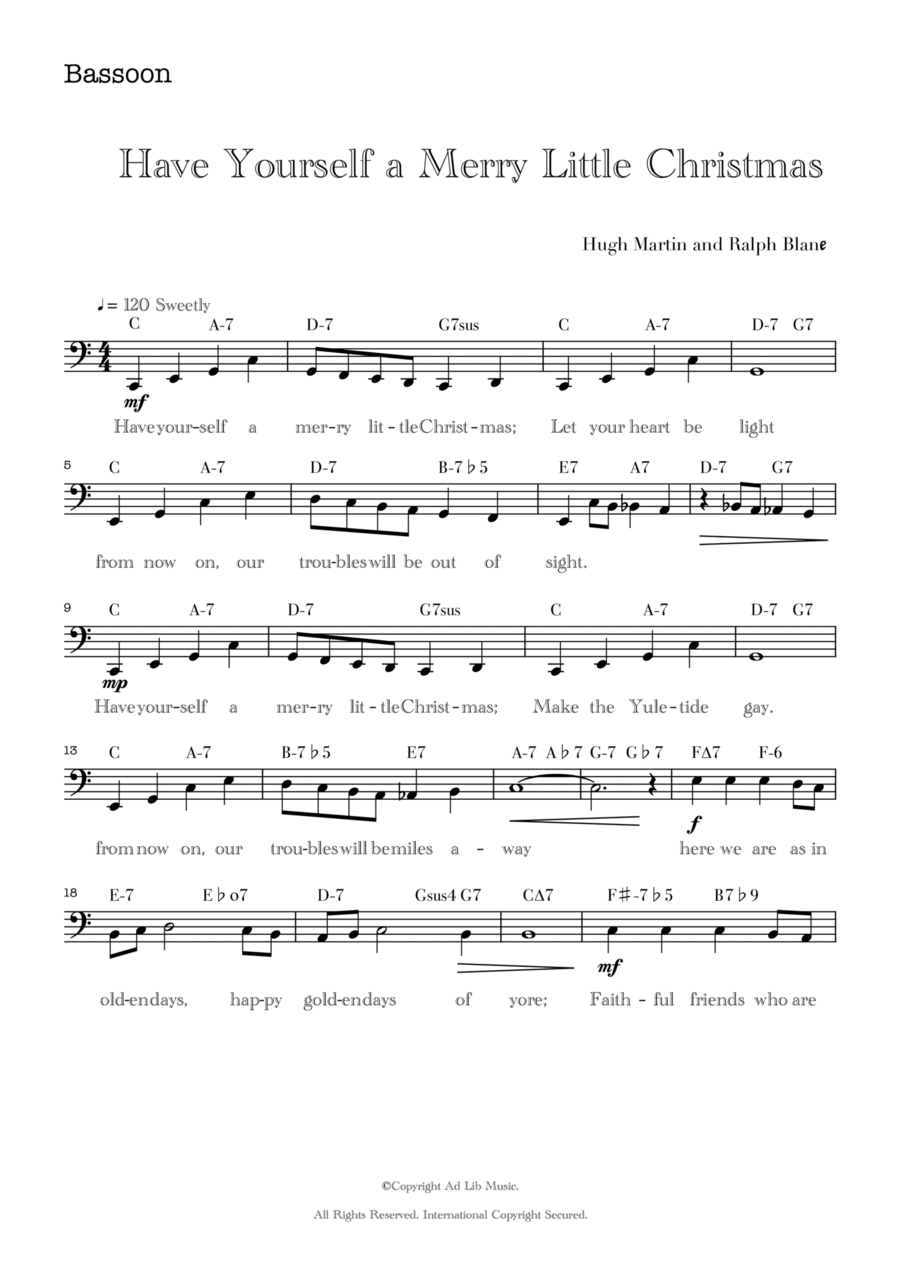 Have Yourself A Merry Little Christmas Bassoon Solo scores gallery preview page 1