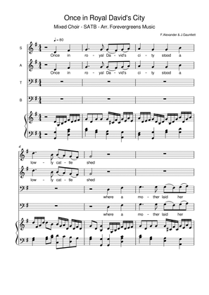 Once in royal David's city - Full Score - Choir SATB - Piano - Arr. Forvergreens Music
