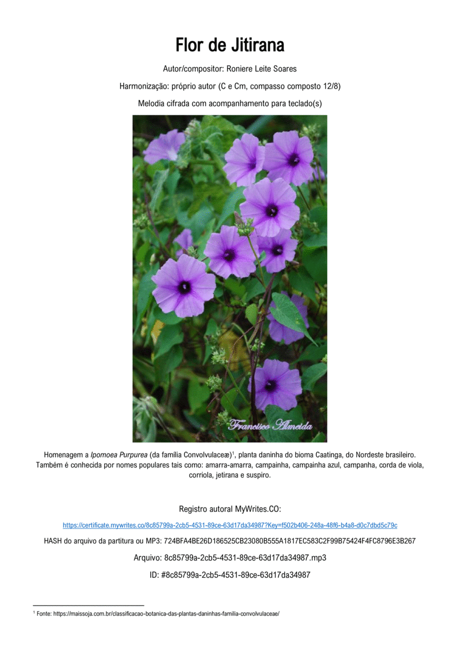 Flor de Jitirana Organ Solo scores gallery preview page 1