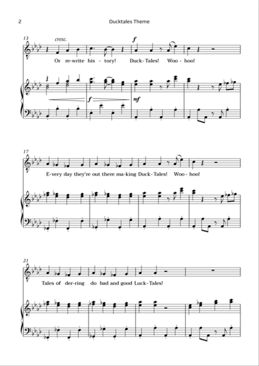 Ducktales Theme Ducktales Theme Chamber Music scores gallery preview page 2