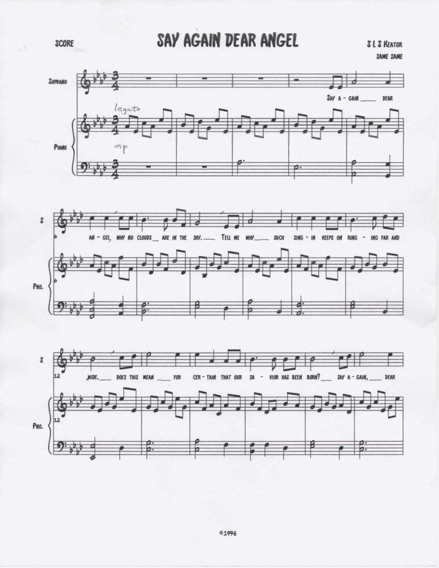 Say Again Dear Angel Voice Solo scores gallery preview page 1
