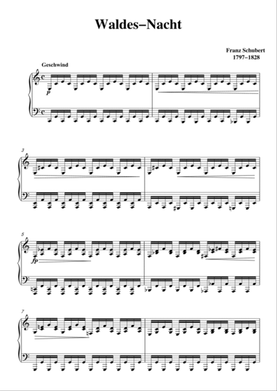 Schubert-Waldes-Nacht in C for Vocal and Piano Voice scores gallery preview page 2