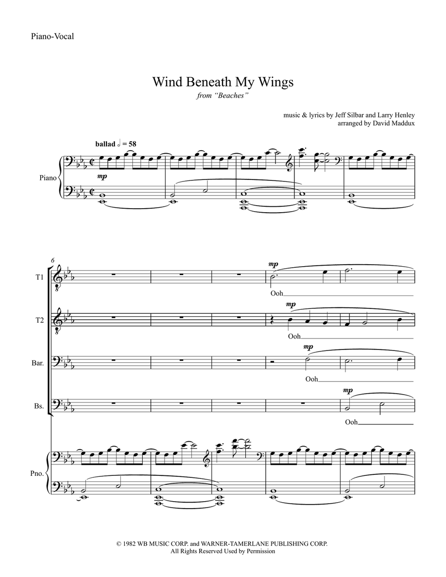 The Wind Beneath My Wings TTBB scores gallery preview page 1