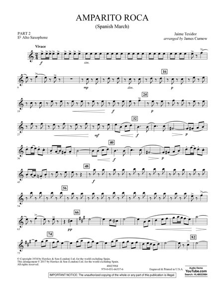 Amparito Roca (Spanish March) - Pt.2 - Eb Alto Saxophone