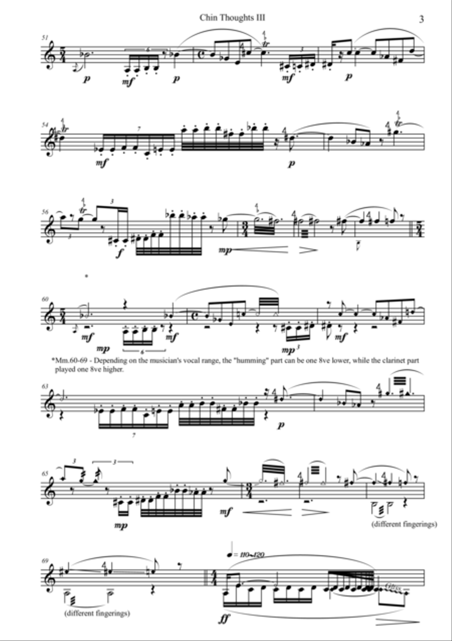Chin Thoughts III for Solo Clarinet Clarinet Solo scores gallery preview page 4