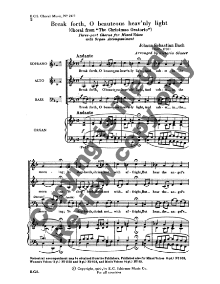 Christmas Oratorio: Break Forth, O Beauteous Heavenly Light, BWV 248