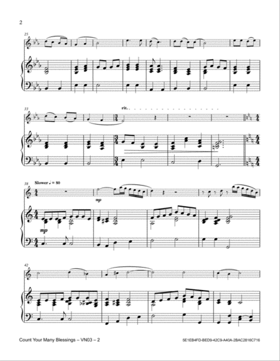 Count Your Many Blessings Violin Solo scores gallery preview page 2