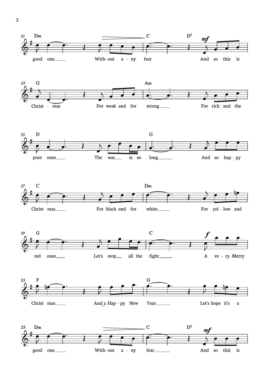 Happy Xmas (war Is Over) Acoustic Guitar scores gallery preview page 2