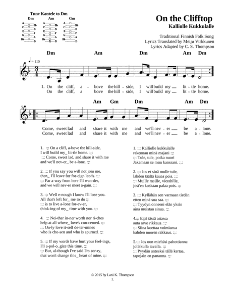 Five Finnish Songs of Loss with sing-able English and Finnish lyrics image number null