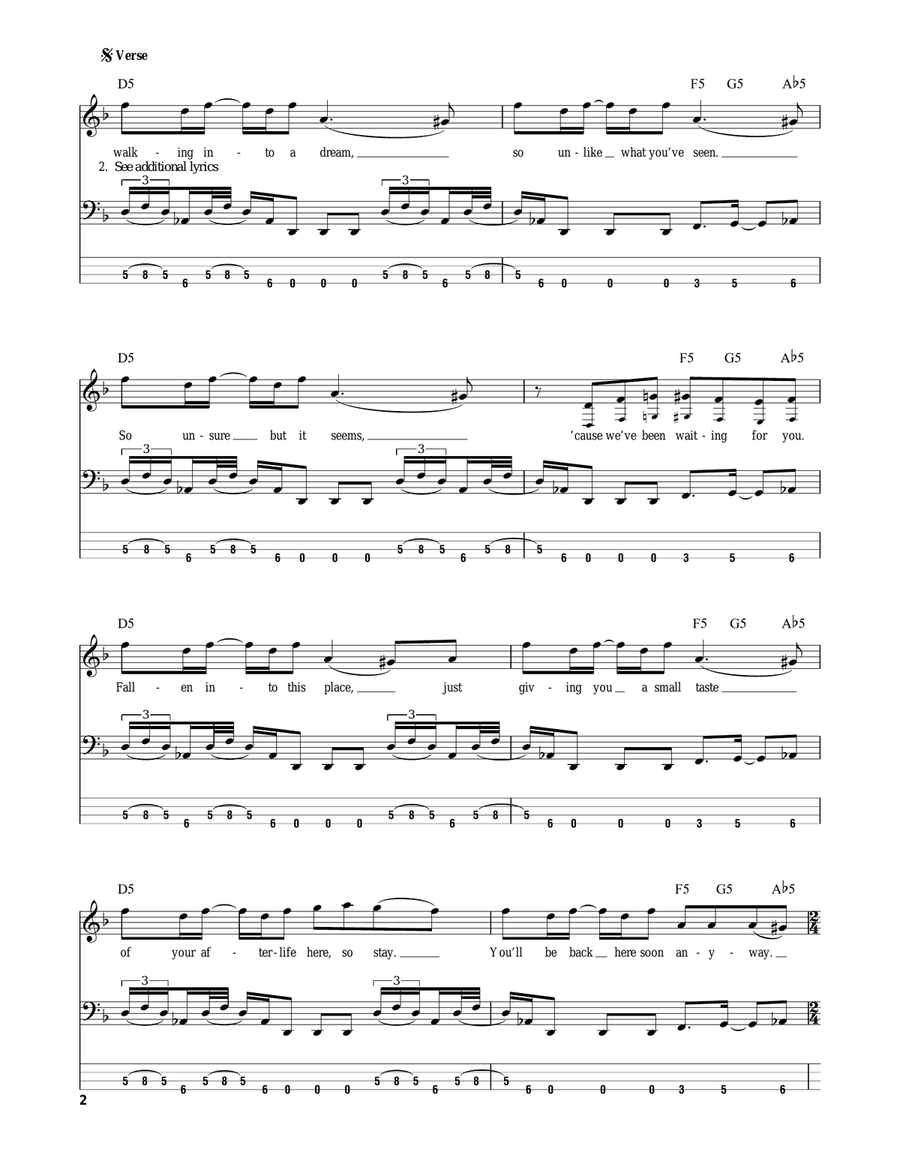 Afterlife Afterlife Bass Guitar Tablature scores gallery preview page 2