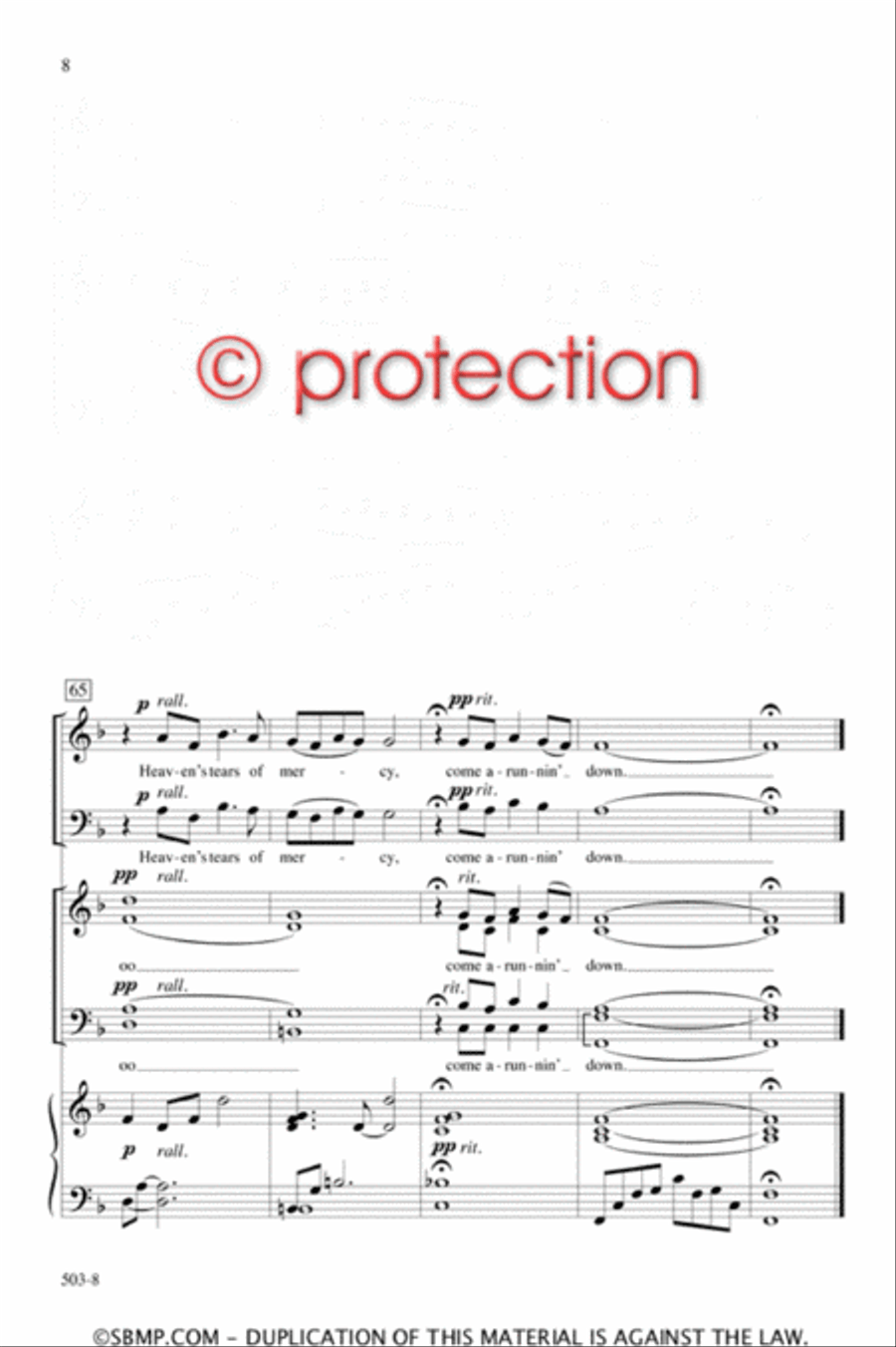 Rain Come Down - SATB Octavo 4-Part scores gallery preview page 7